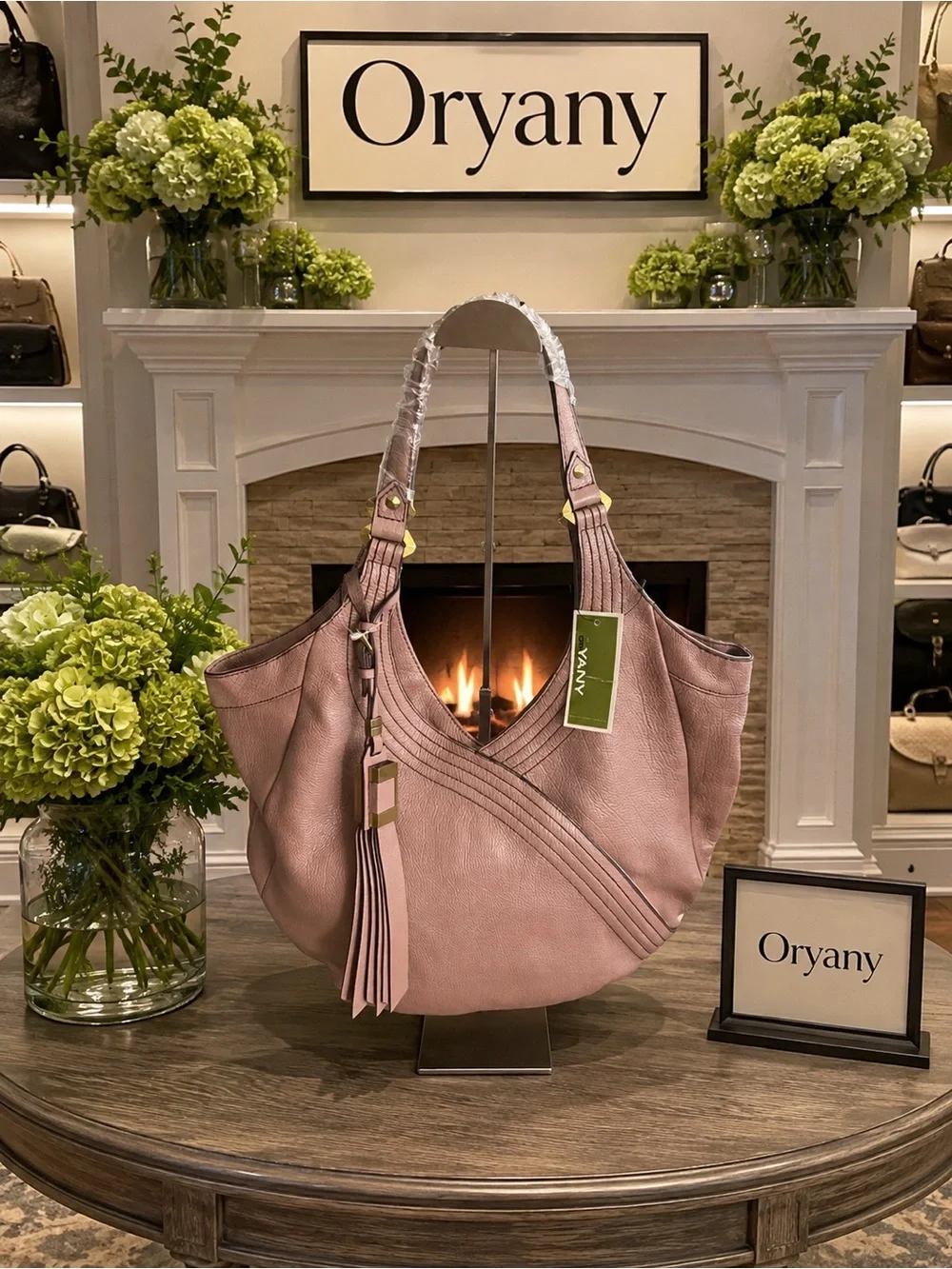 Oryany mushroom color  Leather Hobo Bag with dust bag